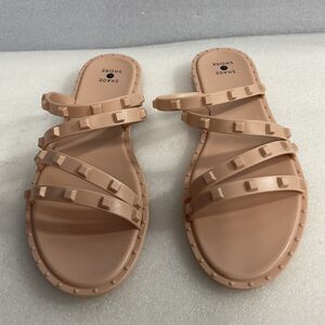 Shade & Shore Liv Jelly Blush Pink Neutral Open-toe Monochrome Sandals Womens 8